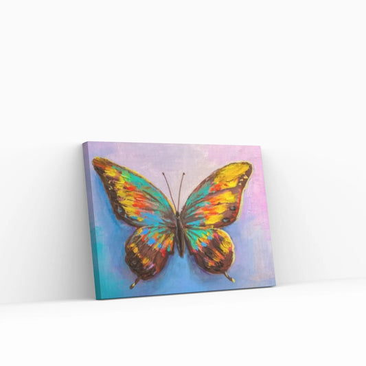 Butterfly Oil Painting On Canvas - Modern Impressionist Colorful Animal Art Thick Paints Heavy Texture Print on Canvas - Y Canvas