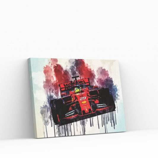 Mick Schumacher On Track Ferrari Sf90 Scuderia Ferrari 2019 F1 Cars Mick Schumacher Formula 1 Canvas Wall Art - Y Canvas