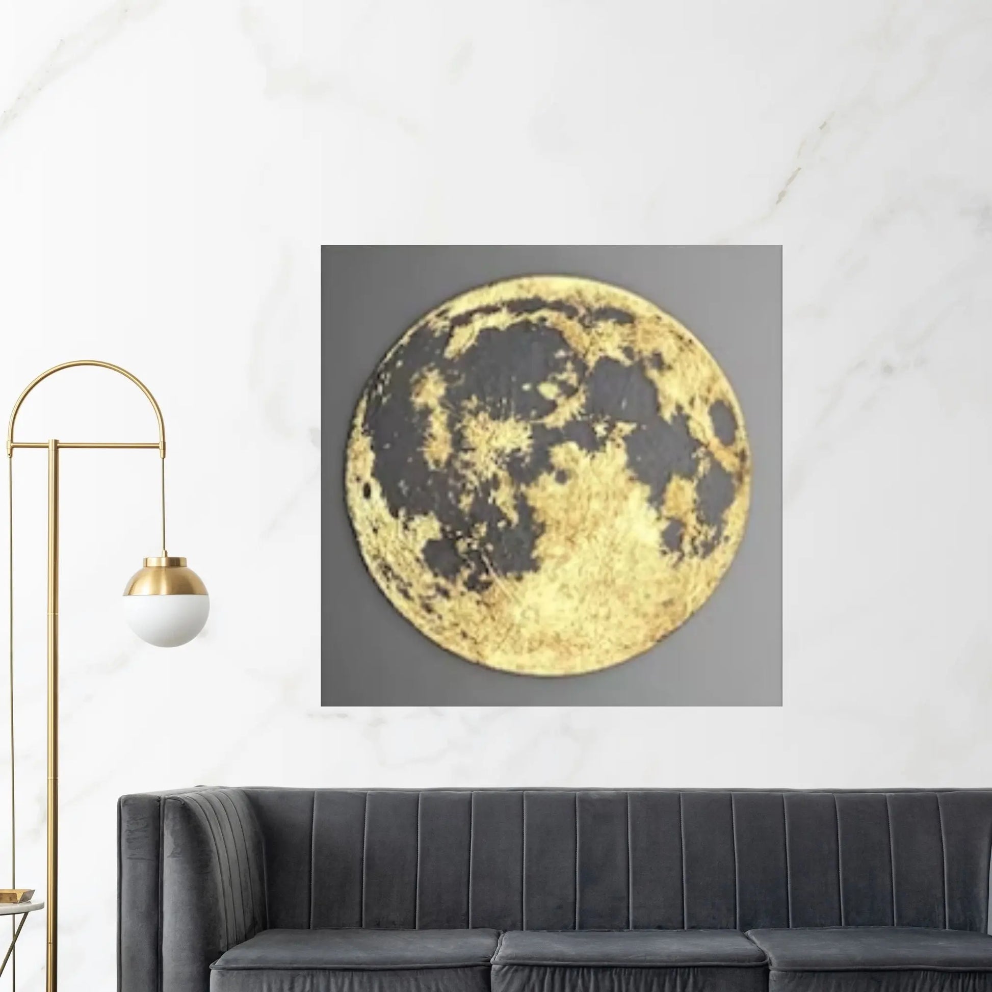 3d Wall Art, Canvas Home Decor, Gold Moon Canvas Print, Modern Canvas Art Painting - Y Canvas