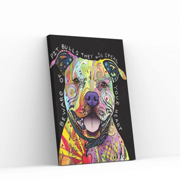 Beware of Pit Bulls Canvas Wall Art - Y Canvas