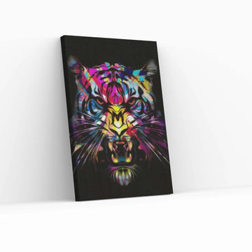 African Tiger Colorful Canvas Wall Art, Tiger wall art, black and white blue eyes - Y Canvas