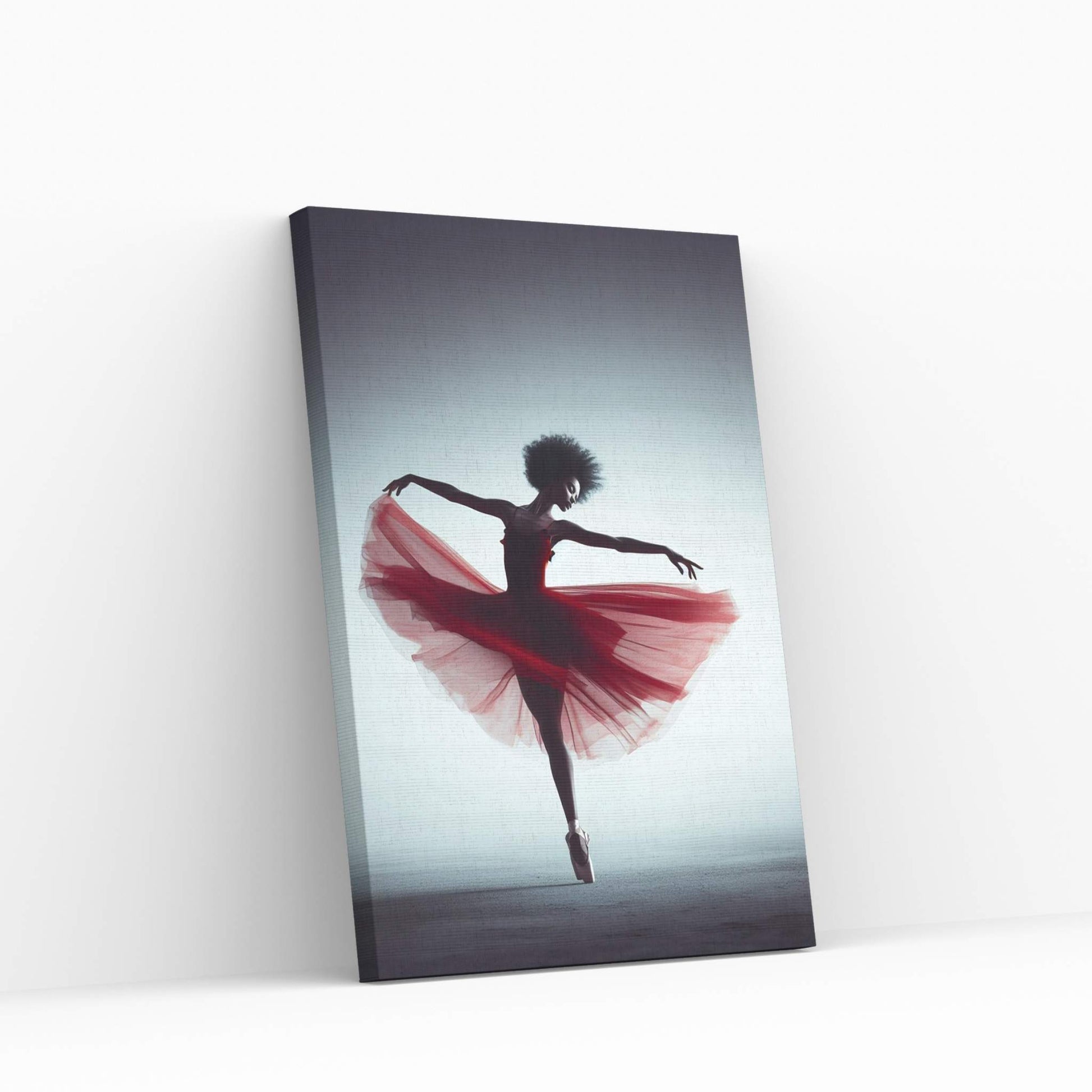 African Black Woman Ballerina in Red Dress Canvas Wall Art Home Decor - Y Canvas