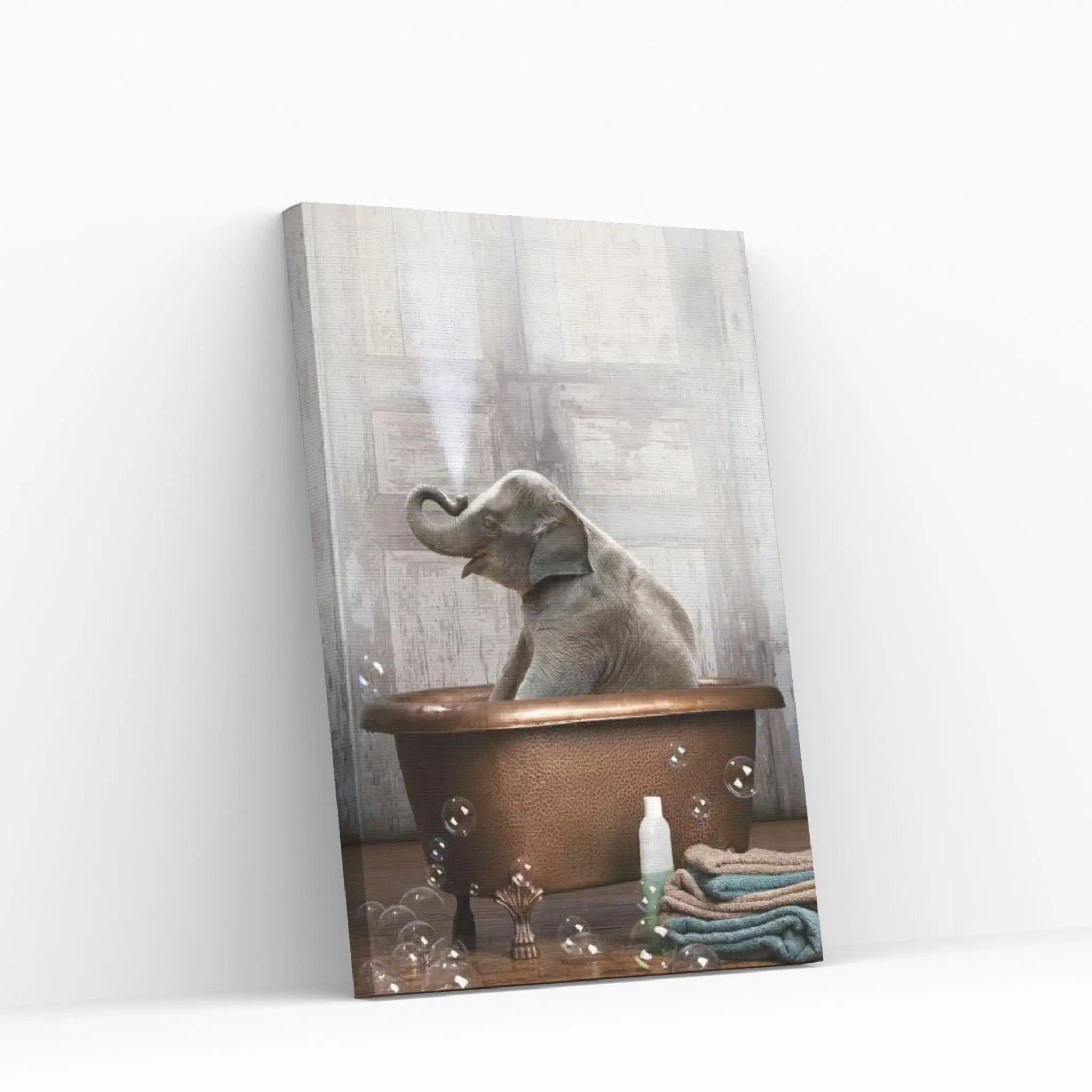 Elephant In The Tub Canvas Wall Art - Y Canvas