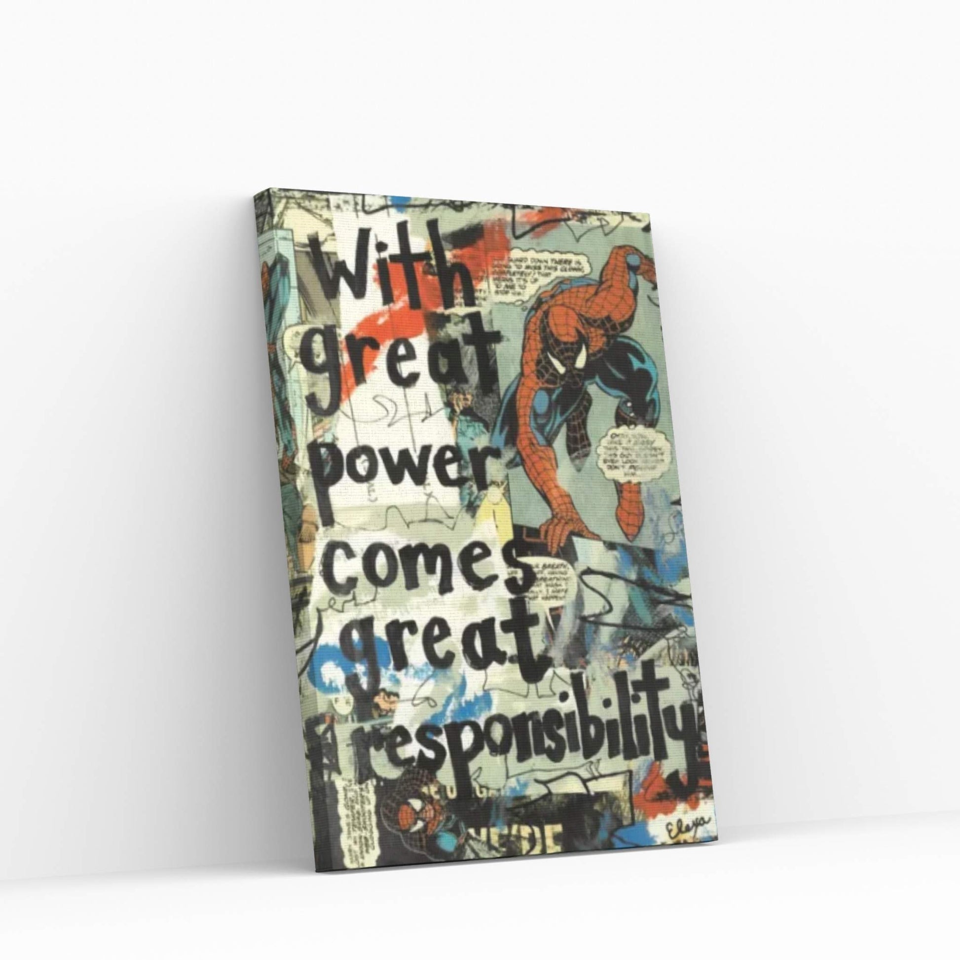 Great Power Spiderman Canvas Wall Art - Y Canvas