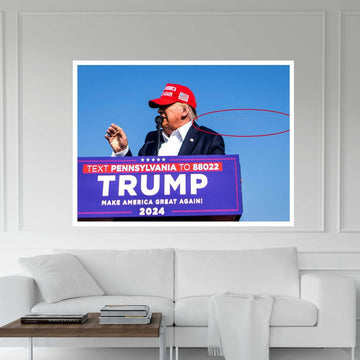 Trump Assassination, Patriotic Moment Canvas, American Flag Scene, Inspirational Wall Decor, Political Canvas Wall Art