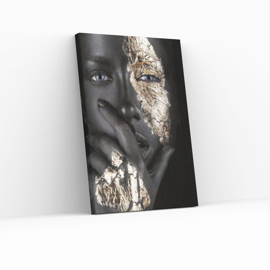 African Woman Portrait Wall Art /Noir Gold Women Canvas Wall Art, Beauty Print Wall Art Décor - Y Canvas