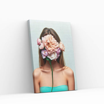 Woman Portrait Flower Head Canvas Wall Art - Y Canvas