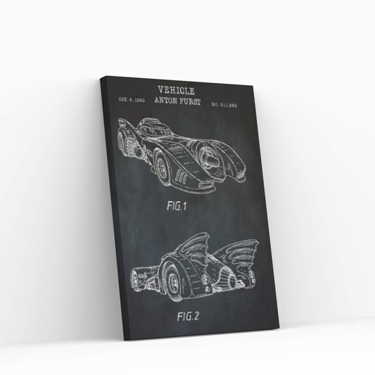 Batmobile, Black Canvas Wall Art - Y Canvas