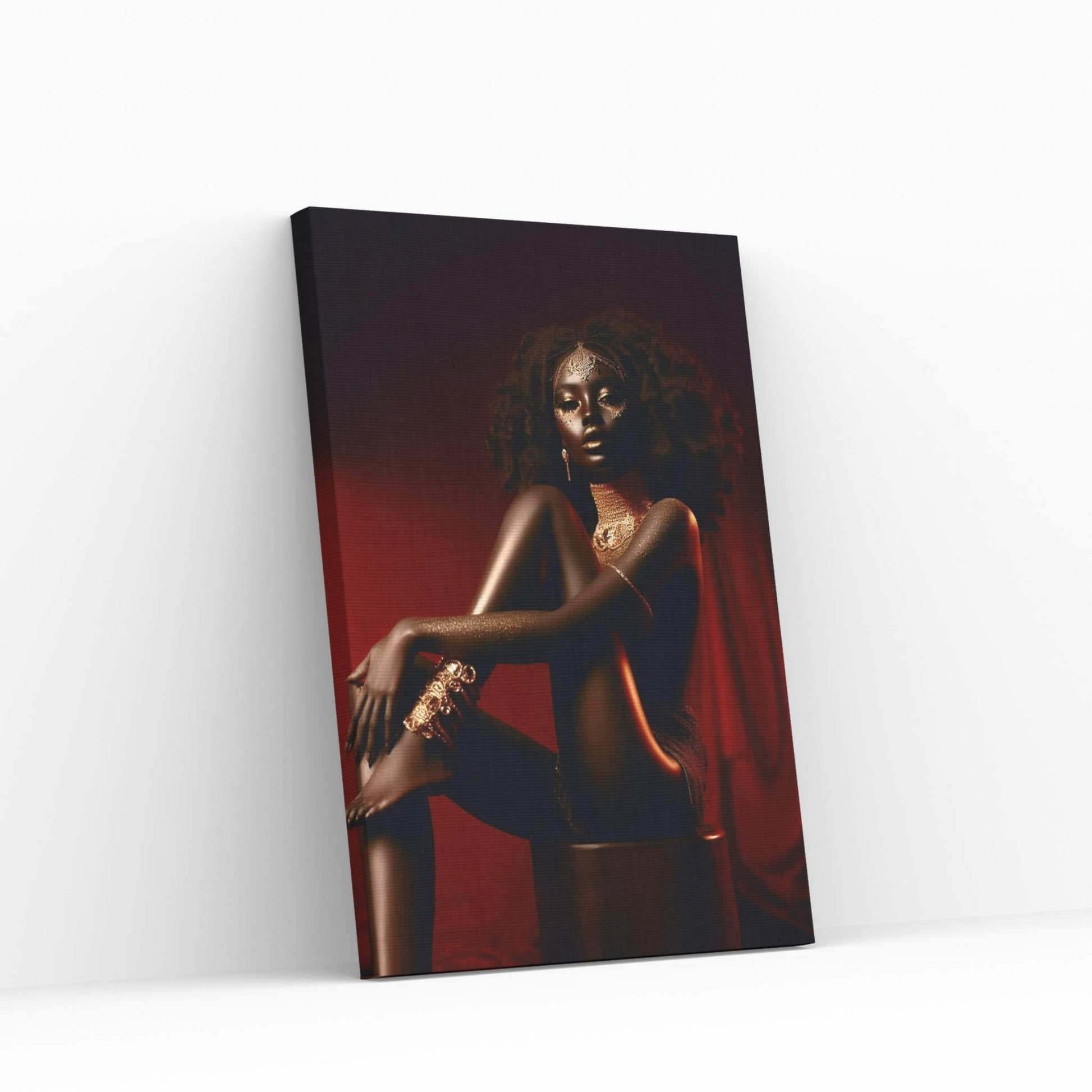 African Black Woman Gold Make-up Canvas Canvas Wall Art - Y Canvas