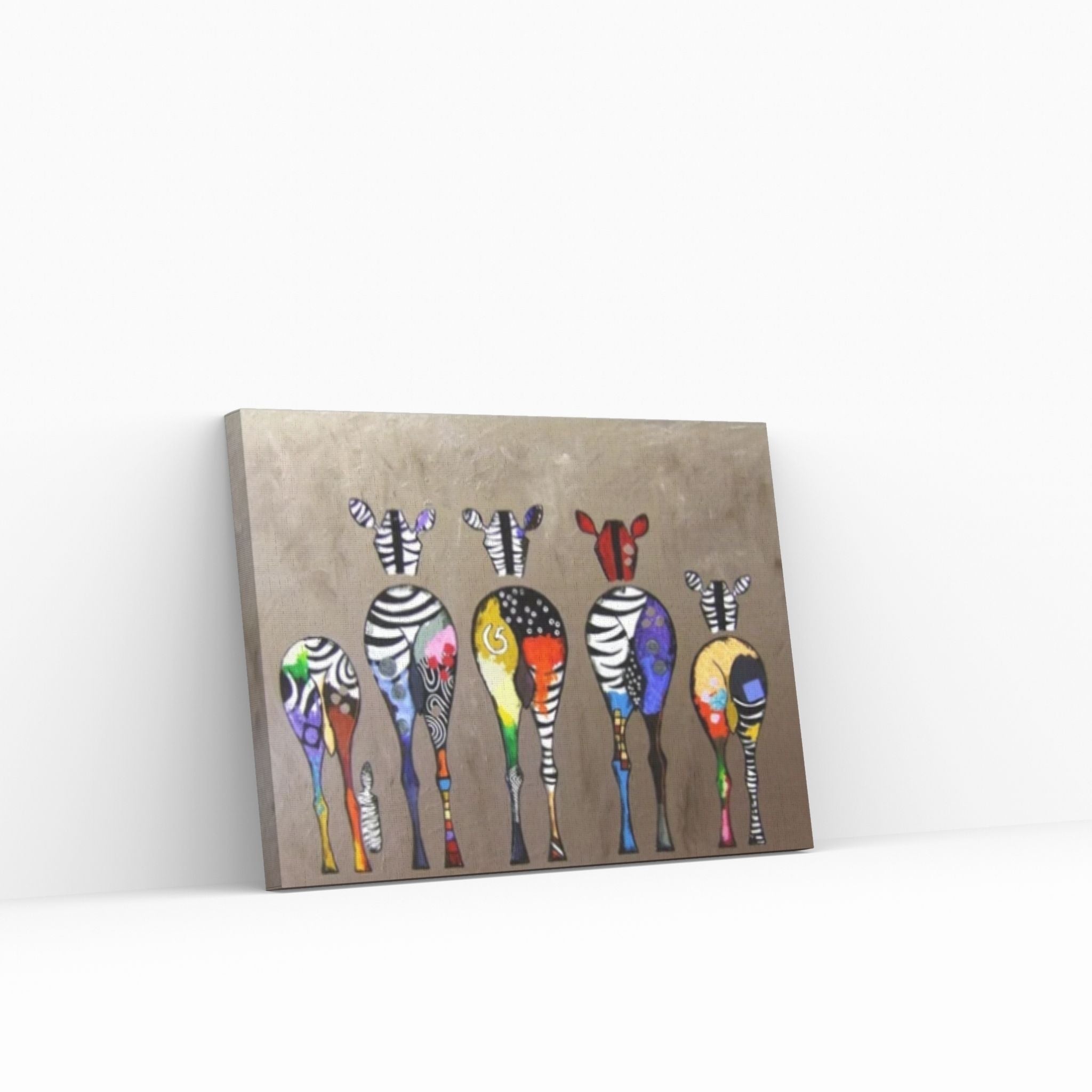 Zebra Artwork, Painting Art Canvas, Five Zebra Printed, Banksy Zebra Canvas Art, - Y Canvas