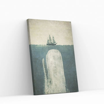 White Whale Canvas Wall Art - Y Canvas