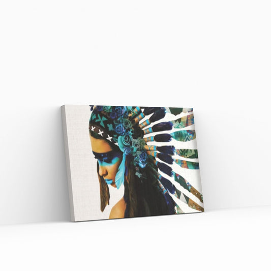 Native American turquoise and white background - Y Canvas