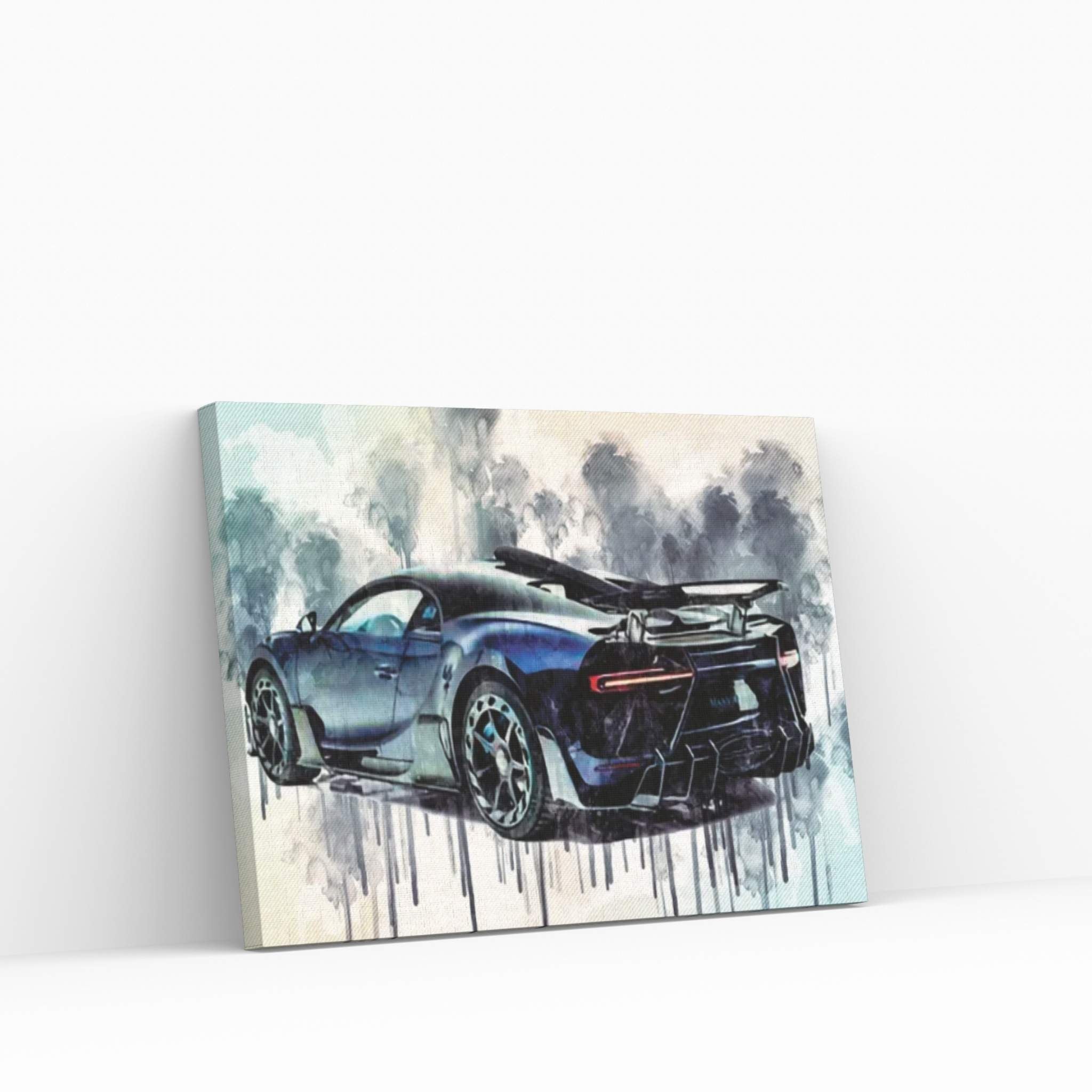 Bugatti Chiron Centuria Mansory Rear View Blue Hypercar Canvas Wall Art - Y Canvas