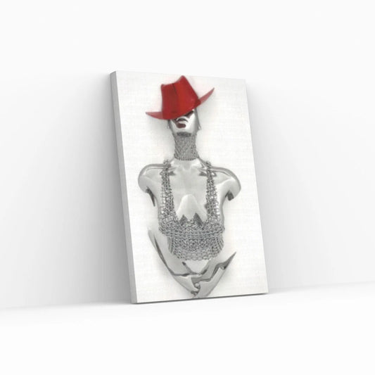 Croupier Woman Canvas Painting / Woman With Red Hat 3D Effect Painting / Love Couples Wall Decor - Y Canvas