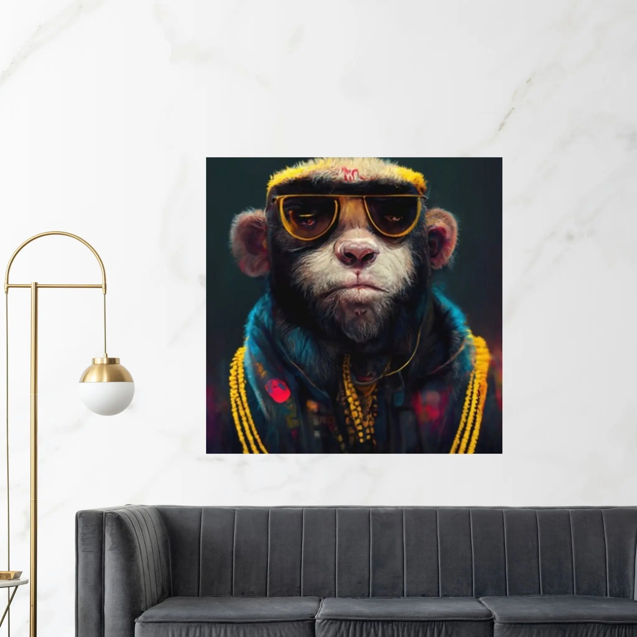 Rapper Monkey Canvas Art, Handsome Monkey Wall Art, Rapper Monkey Artwork, Graffiti Wall Print, Animal, Monkey Poster, Monkey Friends Print - Y Canvas