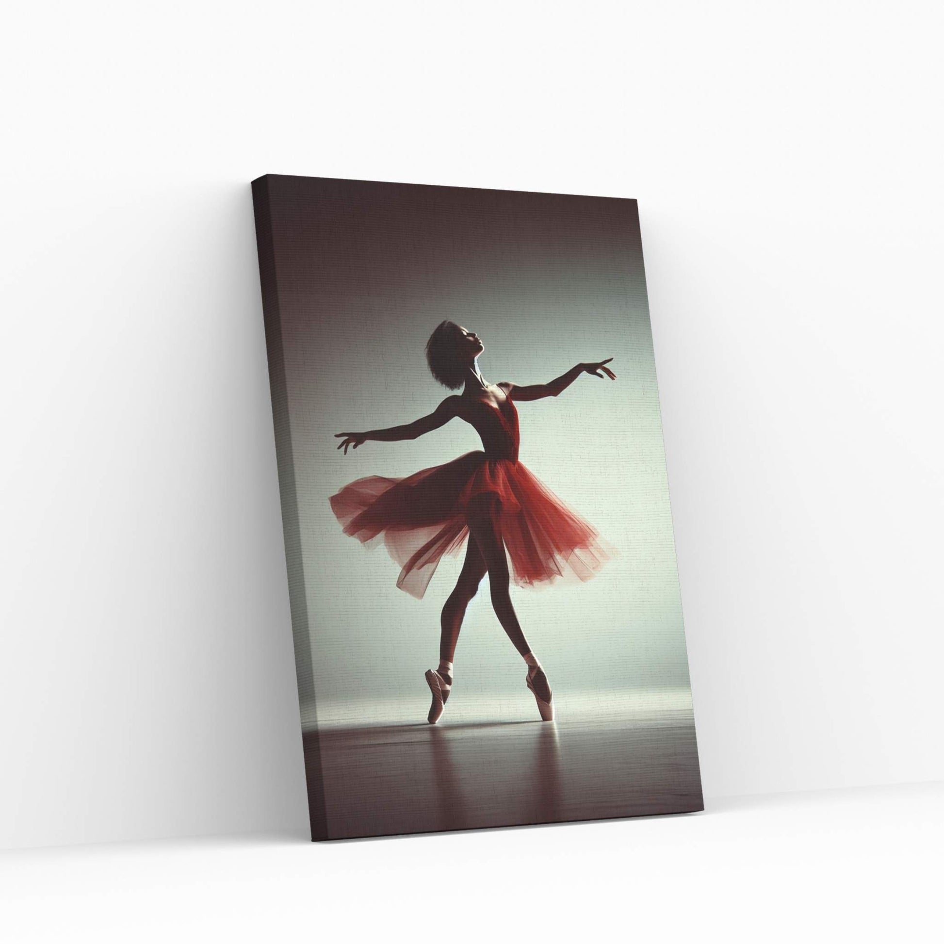 African Black Woman Ballerina in Red Dress Canvas Wall Art Home Decor - Y Canvas