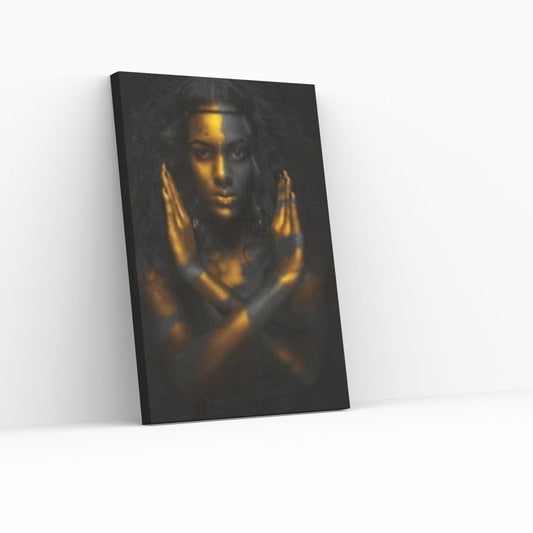 African Black Warrior Woman Portrait, Colorful Wall Art, African Woman Makeup Wall Art - Y Canvas