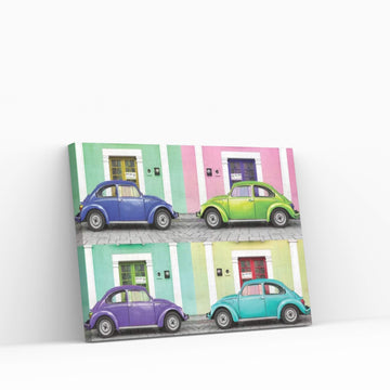 Four VW Beetle Cars I Canvas Wall Art - Y Canvas