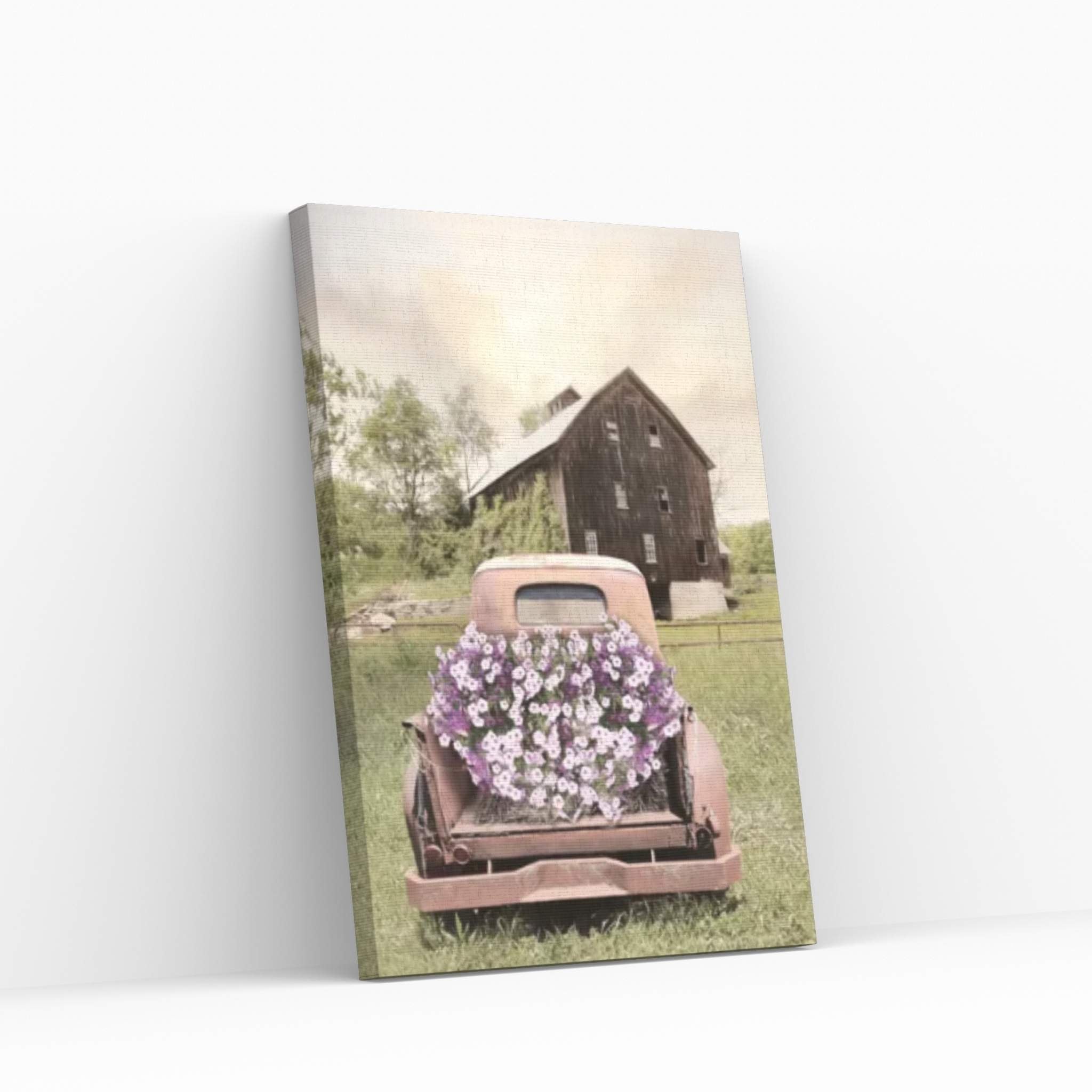 Petunia Truck Canvas Wall Art - Y Canvas