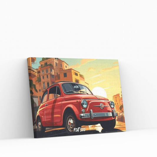 Fiat 500 Comic Canvas Wall Art - Y Canvas