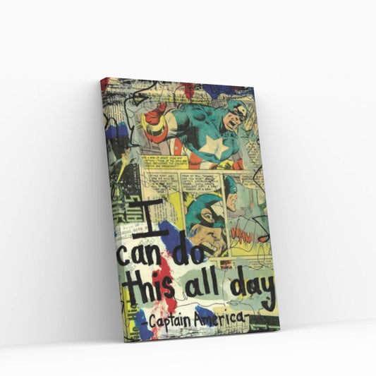 All Day Captain America Canvas Wall Art - Y Canvas