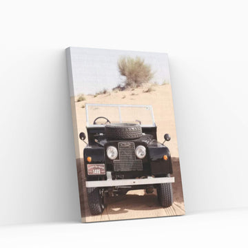 Dubai UAE - Classic Black Land Rover Canvas Wall Art - Y Canvas