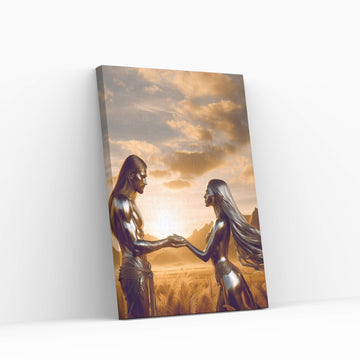 Metalic Love Man and Woman Canvas Wall Art - Y Canvas