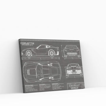 Corvette (C7) Stingray Black Canvas Wall Art - Y Canvas