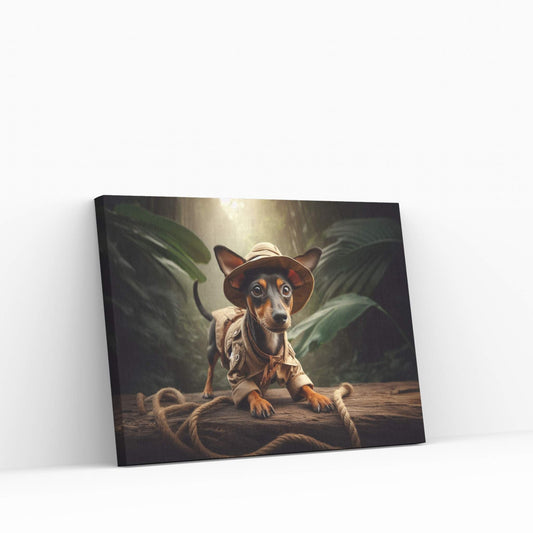 Adventurous Little Dog, Dog in the Forest Canvas Wall Art - Y Canvas