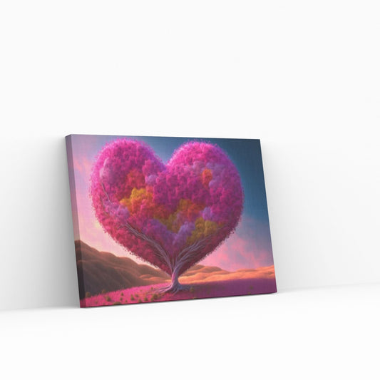 Heart Tree Canvas Wall Art Red Heart Shaped Tree - Landscape Wall Canvas Art - Y Canvas