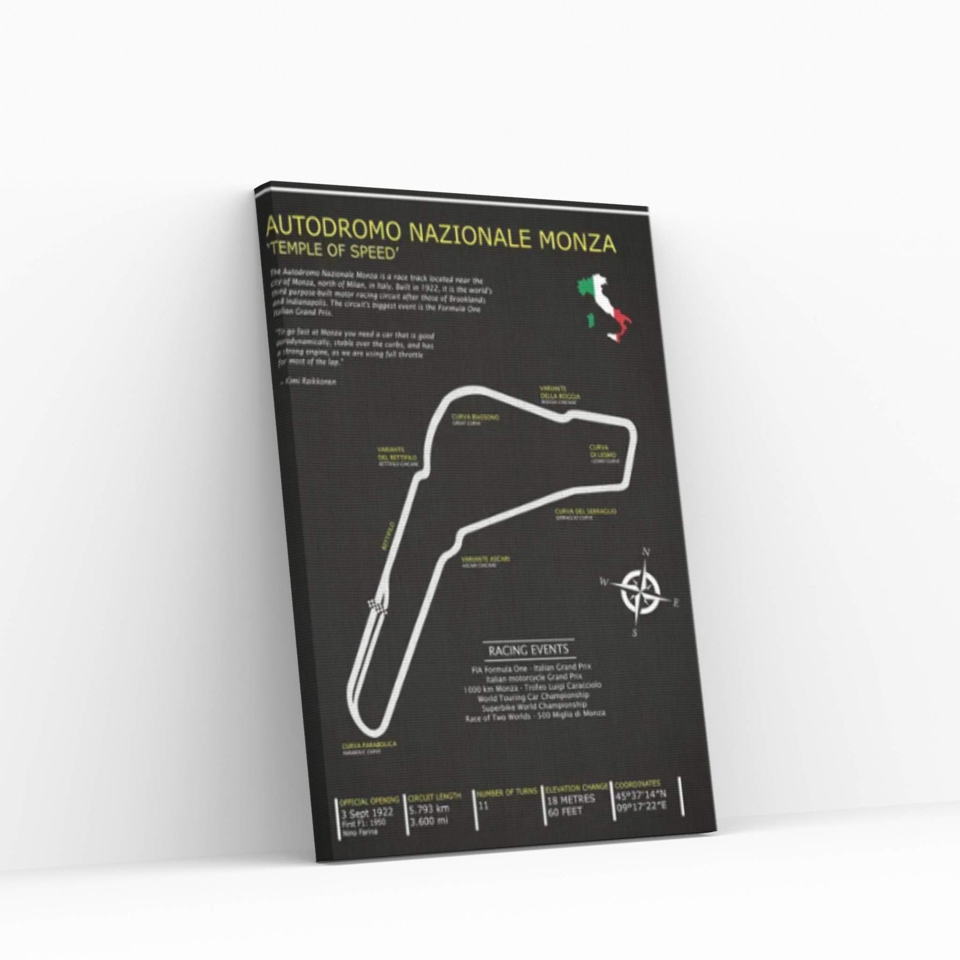 Autodromo Nazionale Monza BL Canvas Wall Art - Y Canvas