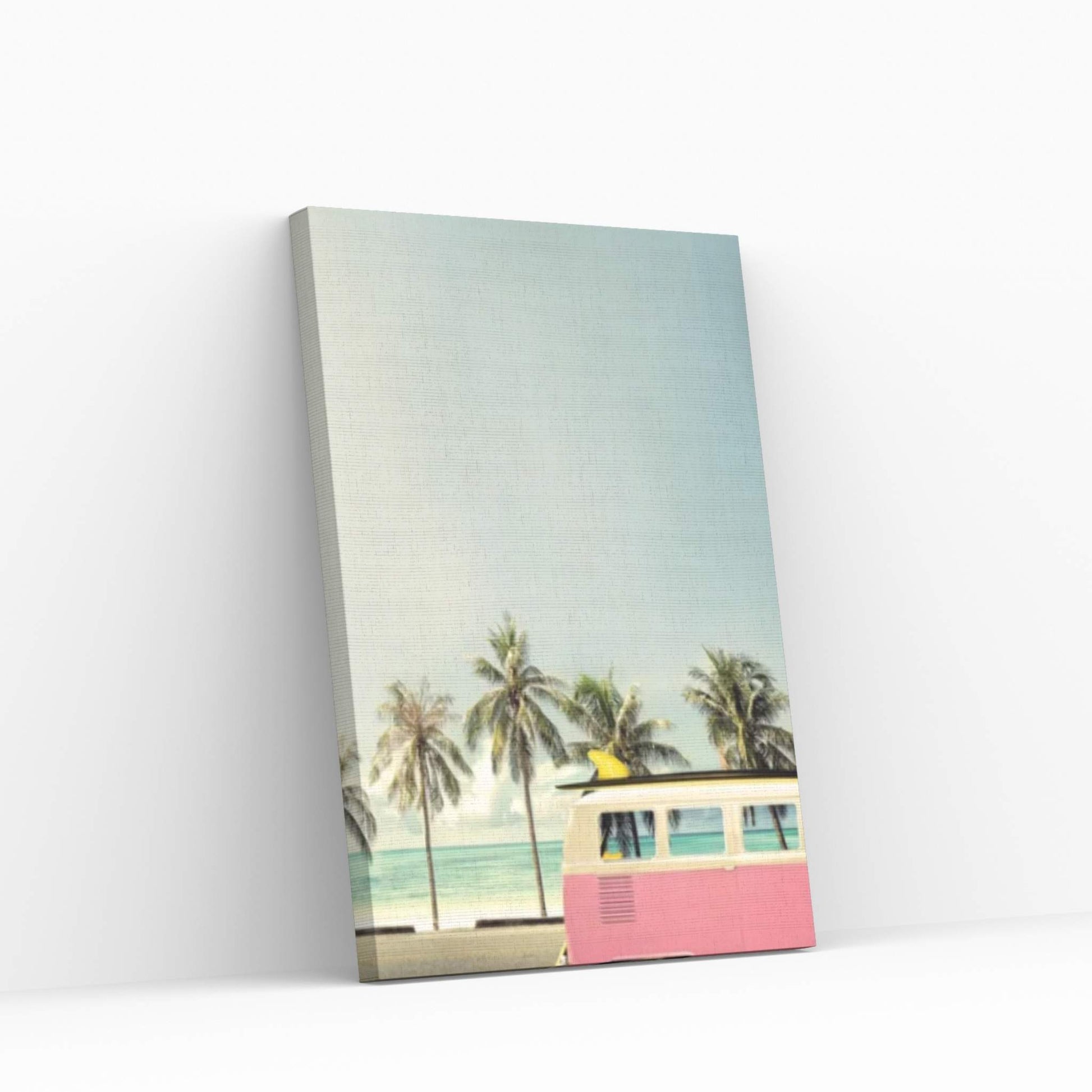 Surf Bus Pink Canvas Wall Art - Y Canvas