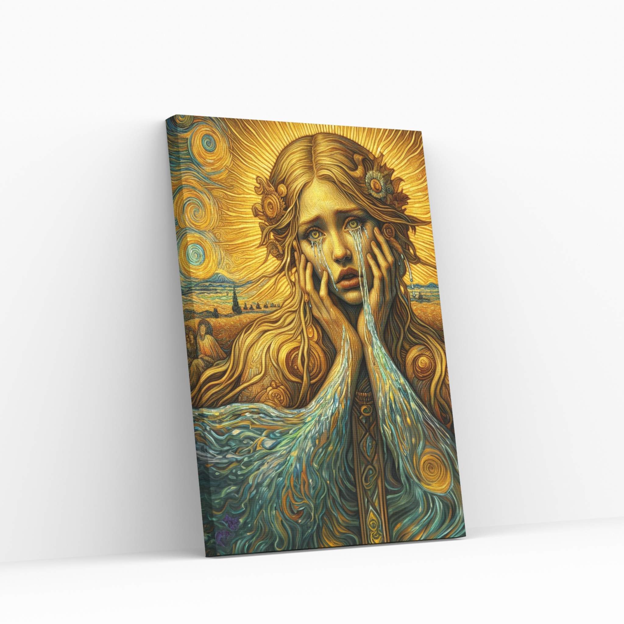 The Golden Tears Gustav Klimt Modern Abstract Reproduction Canvas Wall Art - Y Canvas