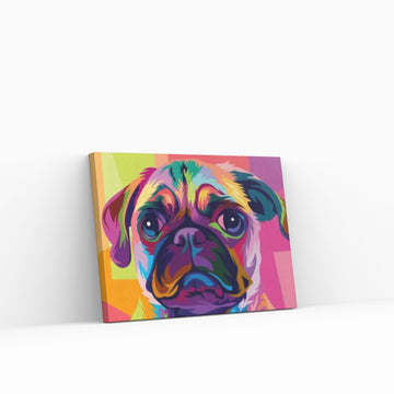 Pop Art Pug Dog Canvas Print Wall Art, Fanny Retro Art Print Canvas Wall Decor - Y Canvas