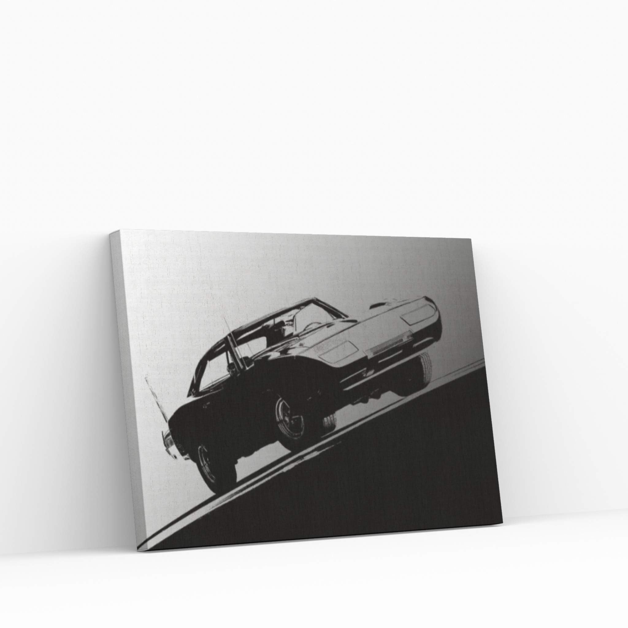 1969 Dodge Daytona, Black & White Canvas Wall Art - Y Canvas