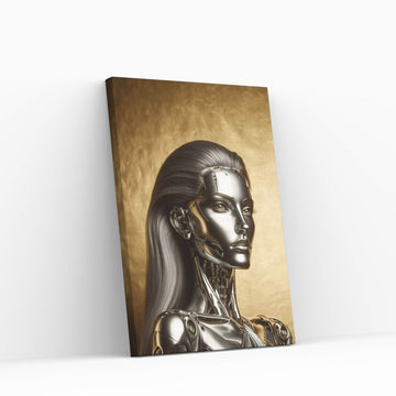 Gold Robotics Woman Canvas Wall Art - Y Canvas