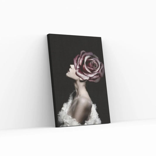 Floral Female Head Canvas Art, White Rose Wall Art, Heavenly Perfection Canvas, Roses and Woman, Woman Floral Art, Floral Head Woman Art - Y Canvas