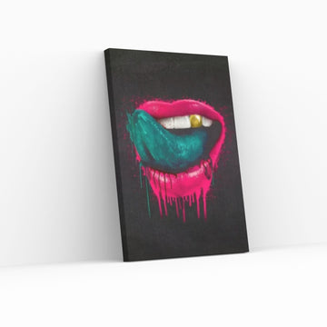 Large Sexy Lips Print on Canvas, Christmas Gift, Floating Frame Option - Y Canvas