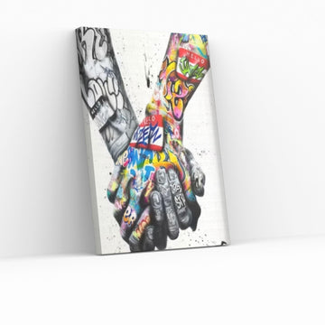 Street Art Hands Banksy Canvas Wall Art Decor Frame Option, Holding Hands Poster, Hands Print Wall Art Banksy Graffiti Art - Y Canvas