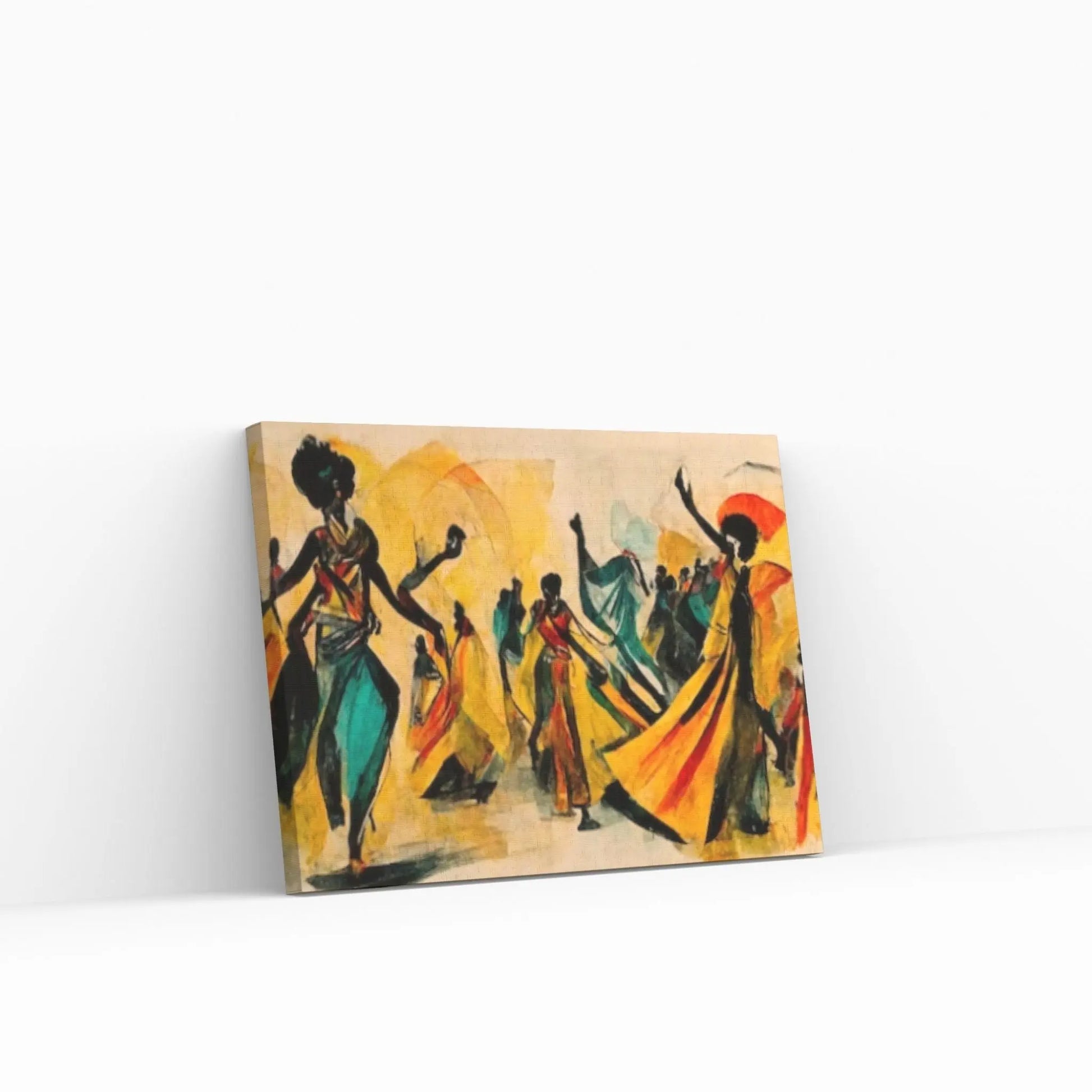 Modern African Canvas Wall Art - Colorful and Abstract Dancing People - Y Canvas