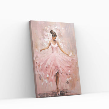 Ballerina Dancer Woman in Pink Dress Canvas Art Wall Decor - Y Canvas