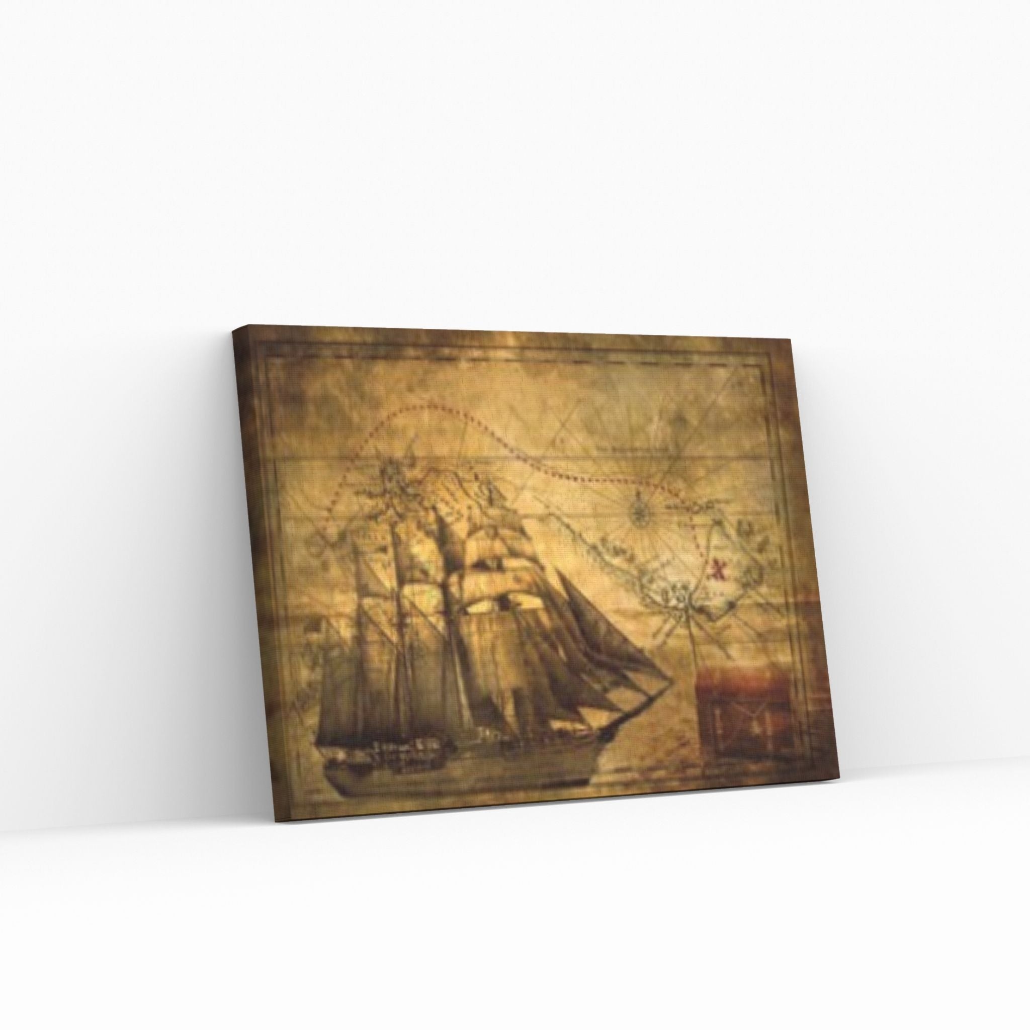 Old Pirates Treasure Map Canvas Wall Art - Y Canvas