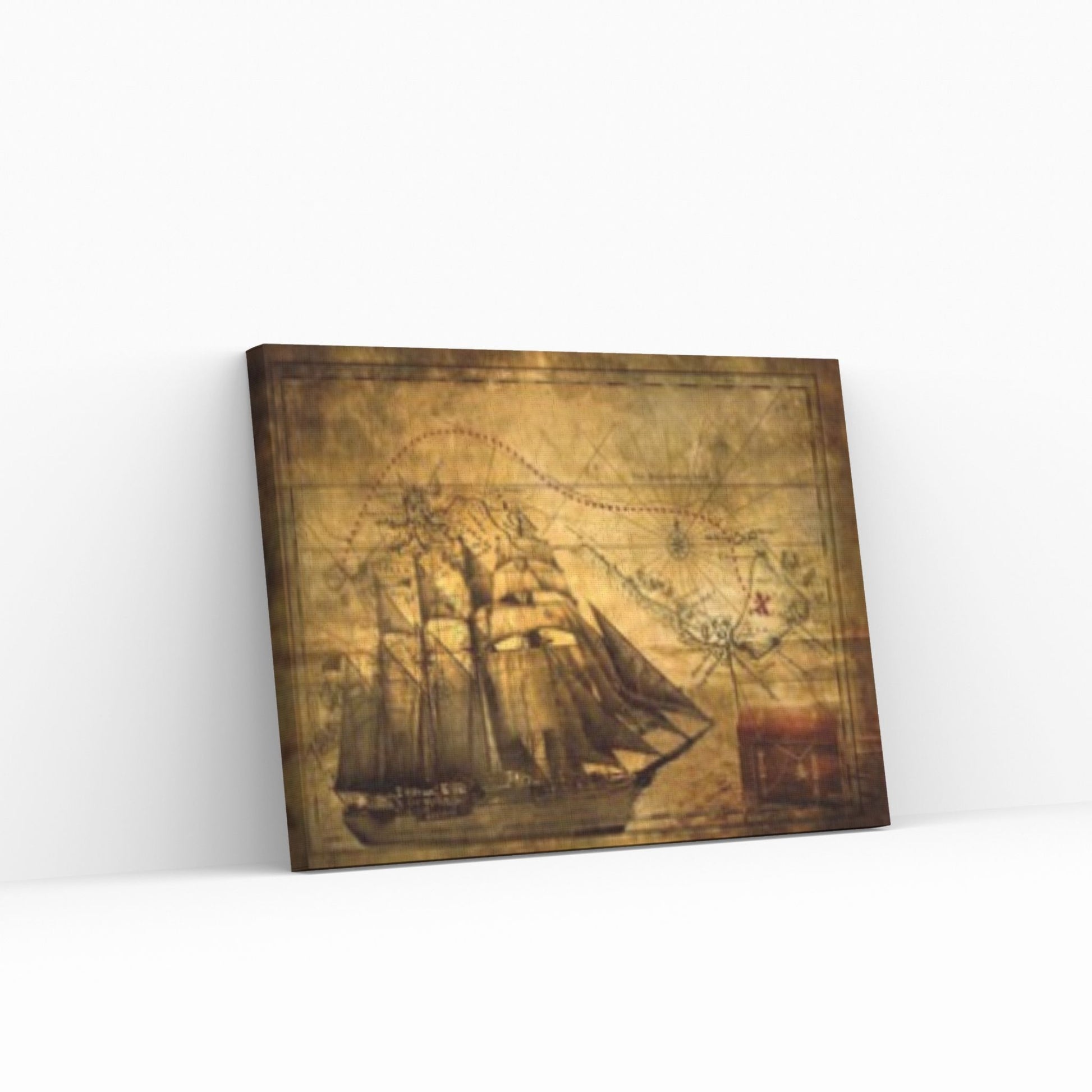 Old Pirates Treasure Map Canvas Wall Art - Y Canvas