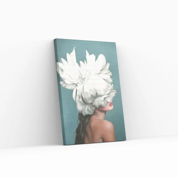 Flowers Feathers Woman With Flower Abstract Canvas Painting Wall Art Decorative Painting Living Room Home Decoration Print - Y Canvas