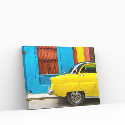 Close-up of Yellow Taxi of Havana II Canvas Wall Art - Y Canvas