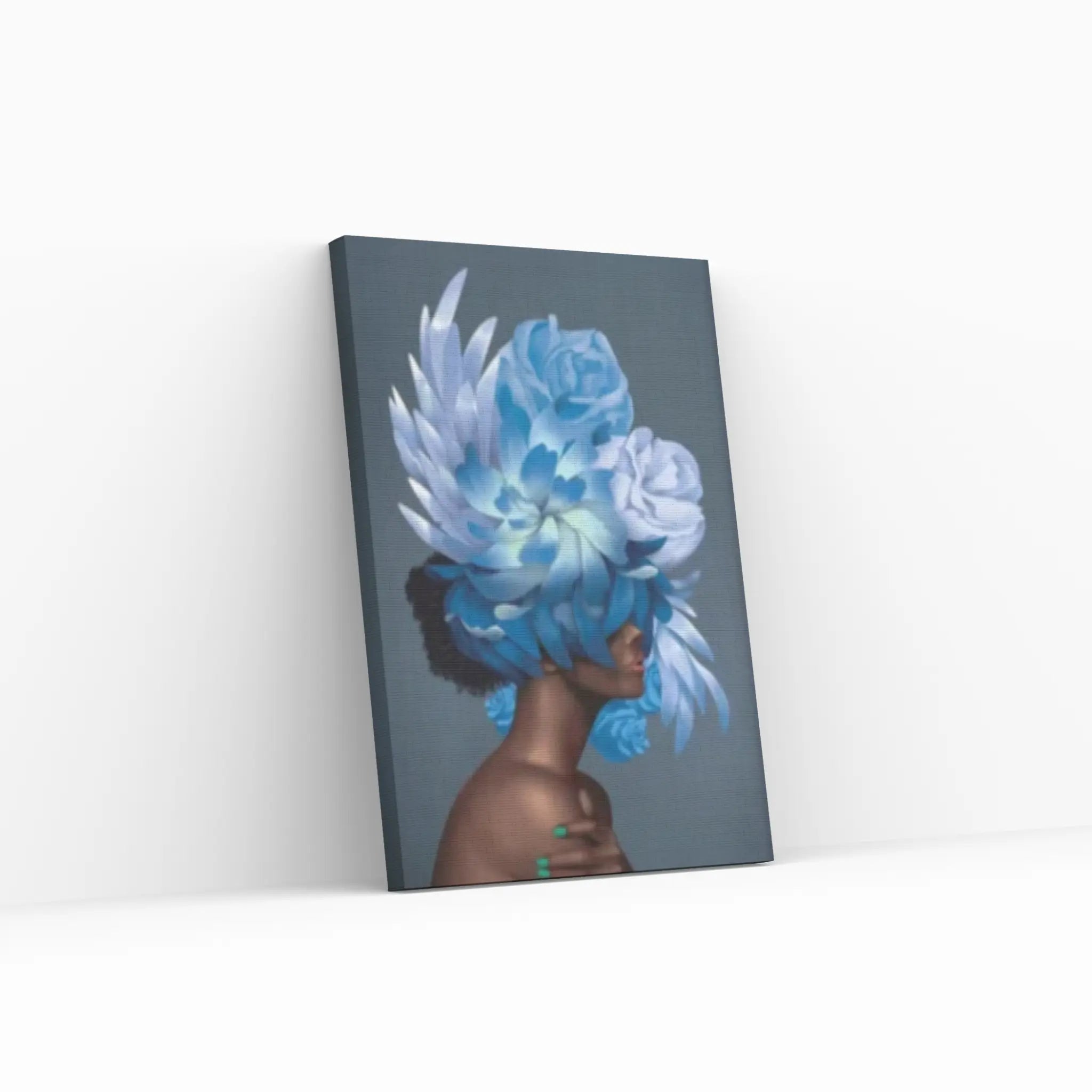 Flowers Feathers Woman With Flower Abstract Canvas Painting Wall Art Decorative Painting - Y Canvas