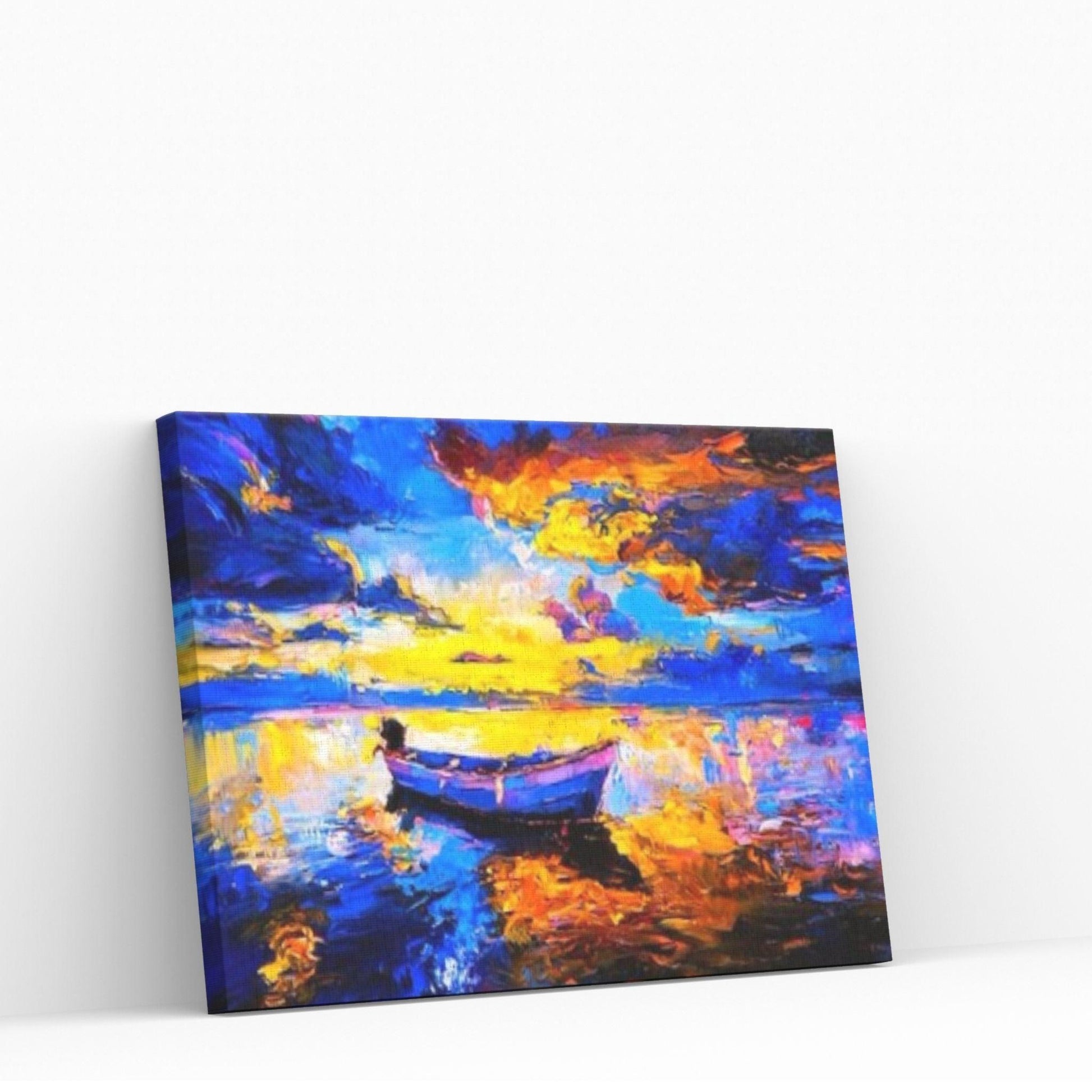 Boat on the Sea Oil Painting Canvas Wall Art Poster, ocean wall art, seascape painting - Y Canvas