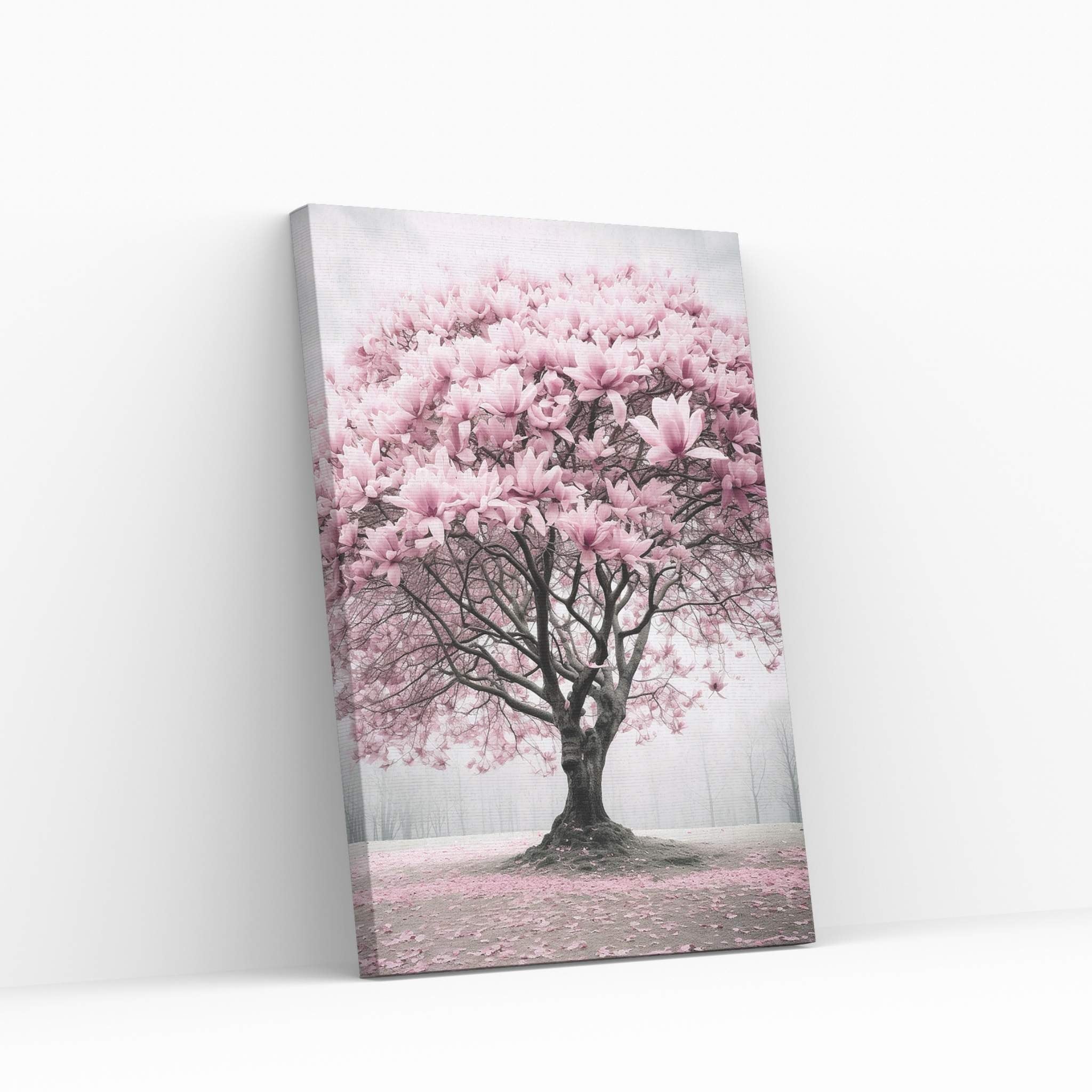 Pink Japanese Tree, Landscape Canvas Wall Art - Y Canvas