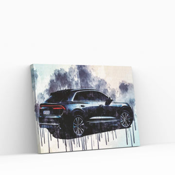 2020 Audi Sq8 Rear View Exterior Gray Suv Canvas Wall Art - Y Canvas