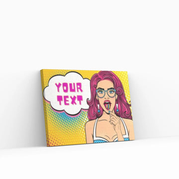 Customize Youre Text Here Pop Art Woman Wall Art, Comic Pop Art, Retro Comic - Y Canvas